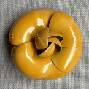 CHANEL Vintage Patent Leather Camellia Brooch/Pin